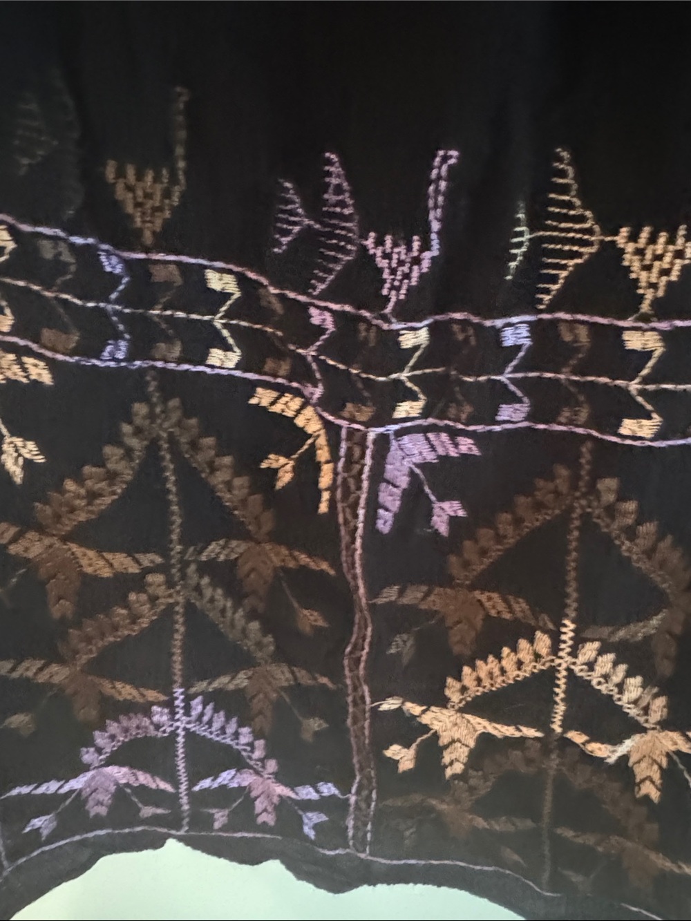 Free People XS Black Embroidered Boho Mini Dress Tie Back Long Sleeve - Picture 6 of 7